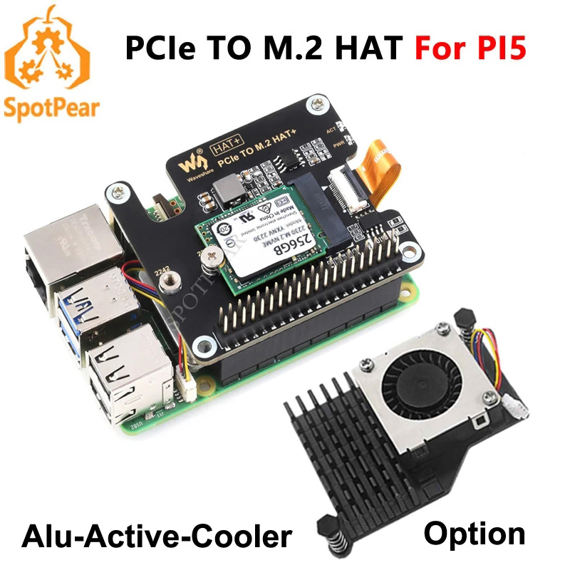 Raspberry Pi 5 8Gb - Ppi 5,m.2,nvme ssd,pcie to m.2に接続されたアンペアデーションボード