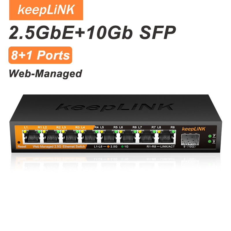 Sfp+ 10G Managed Switch 8 Port - KeepLiNK KP-9000-9XHML-X 2.5Gb マネージドスイッチ（8ポート2.5Gbイーサネット、1ポート10G SFP+搭載）