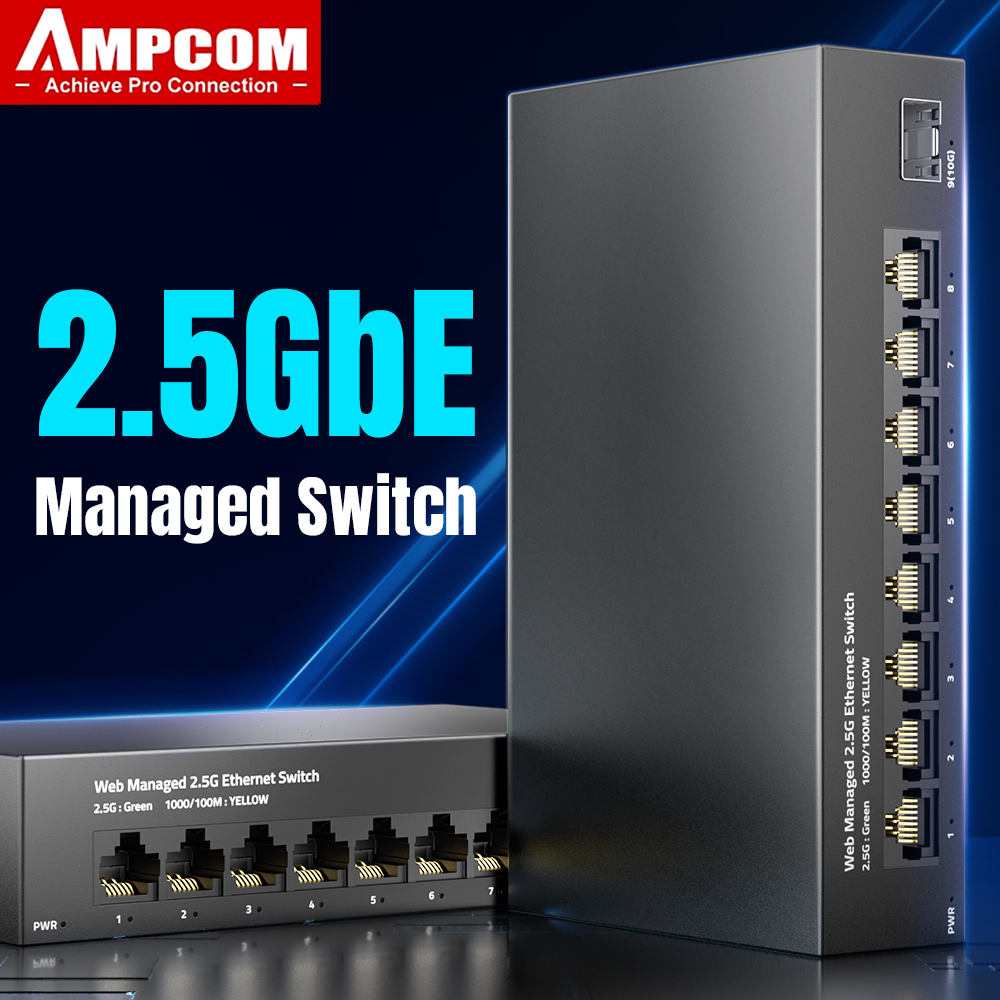 Ampcomイーサネットネットワークスイッチ、ファンレス、8 - Sfp+ 10G Managed Switch 8 Port のレビューと価格